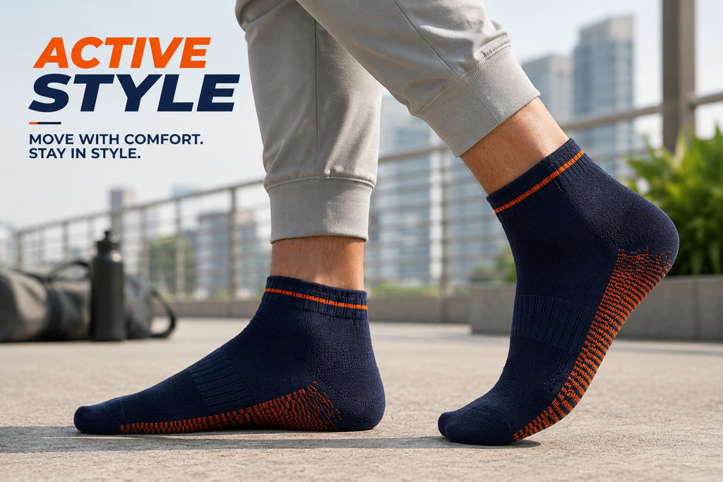 HolaCozy Men’s Cushioned Ankle Terry Socks – Pack of 3, Black Grey Navy
