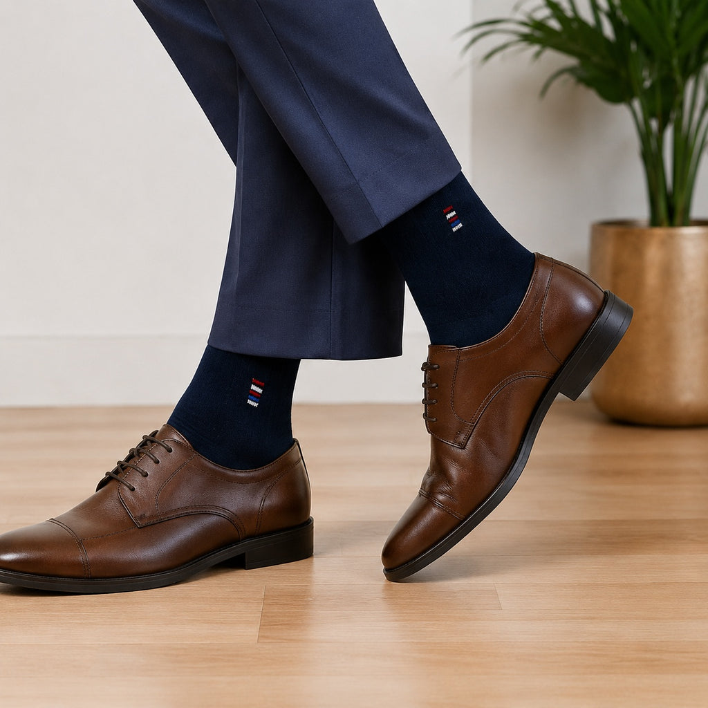 Holacozy Men's Cotton Blend Crew Socks – Assorted Formal & Casual Designs | Pack of 9