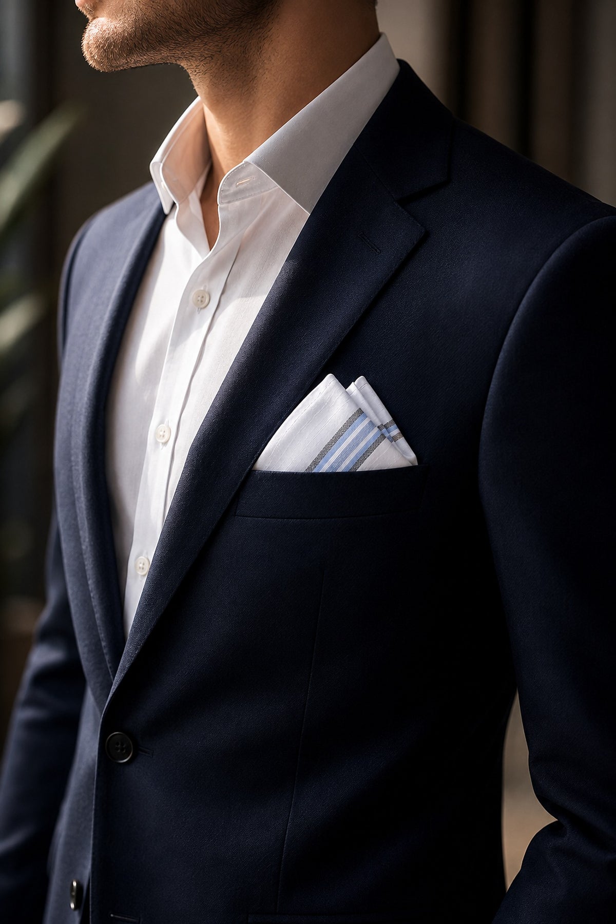 Premium handkerchief styled in a suit pocket